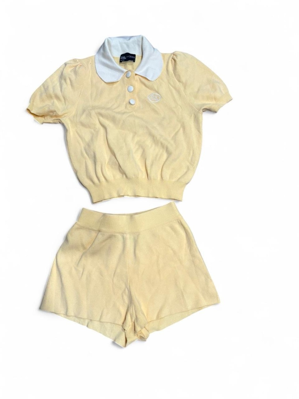 Cider x Polly Pockets Yellow Knit Polo Top & Shorts Set